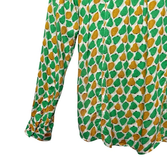 Anthropologie Conversations Pear Print Women’s Summer Button Front Shirt Sz 0 - Picture 11 of 12